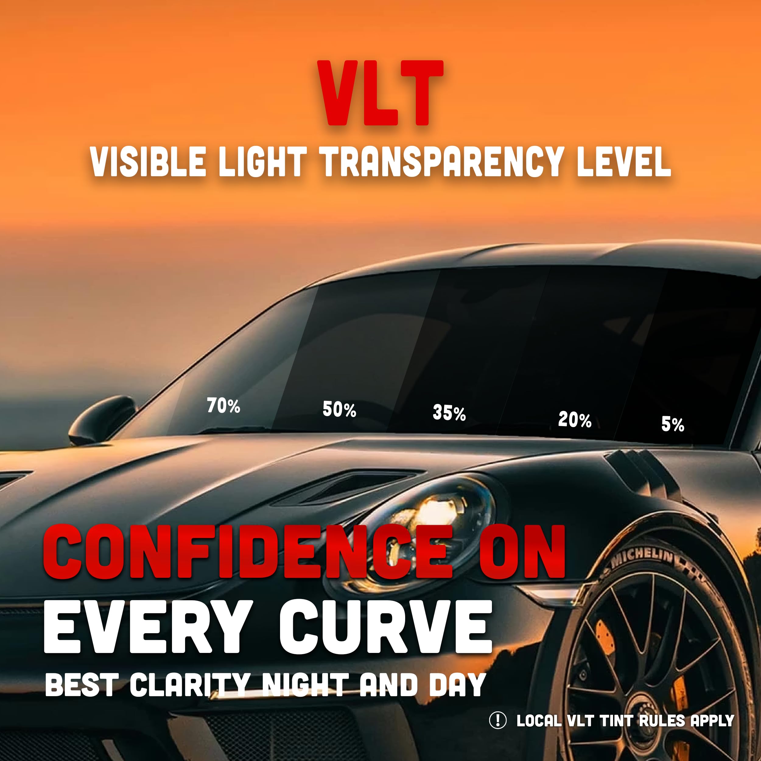 United 2PLY Nano Ceramic Pro Window Tint Film – 50% VLT Automotive & Home Window Film with IR-95 High Heat Rejection, UV/IR Blocking, Outstanding Clarity, Color-Stable Adhesive Roll 24 Inch x 100 Feet