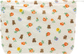Flat Makeup Bag for Women,Zipper Cosmetic Pouch for Purse,Flower Bear White