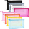 Fassave 8 Pack Mini Zipper Mesh Makeup Bags, Nylon Cosmetic Bags Toiletry Purse Travel Organizer Bags Inside Bag for Office Travel Organization (Widened-Multicolor, M)