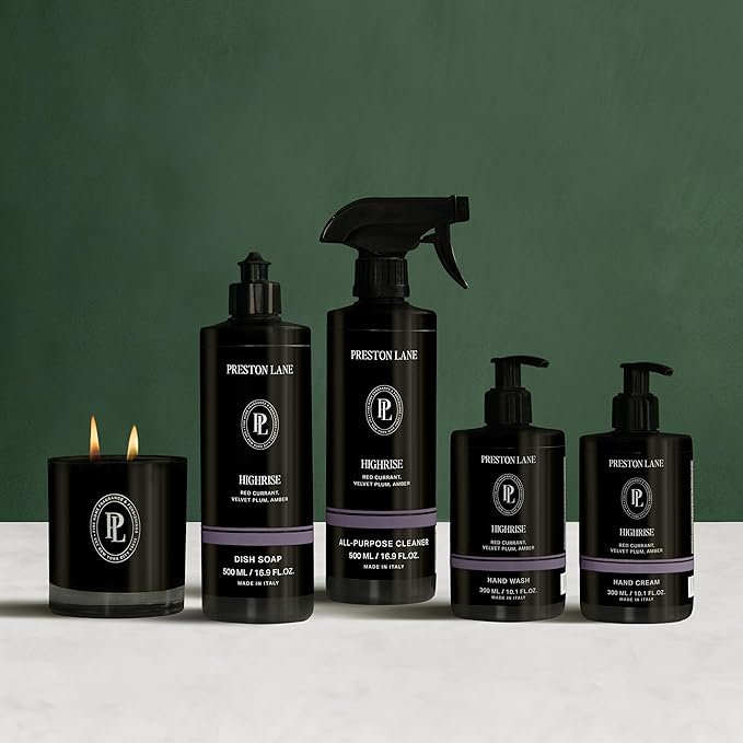 Preston Lane Hand Soap, Dish Soap, Candle & Cleaner Spray Set, Highrise