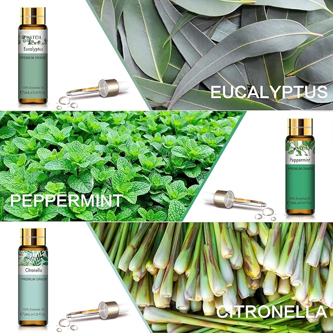 PHATOIL Essential Oil Set for Skin Care, Massage, Diffuser, Aromatherapy