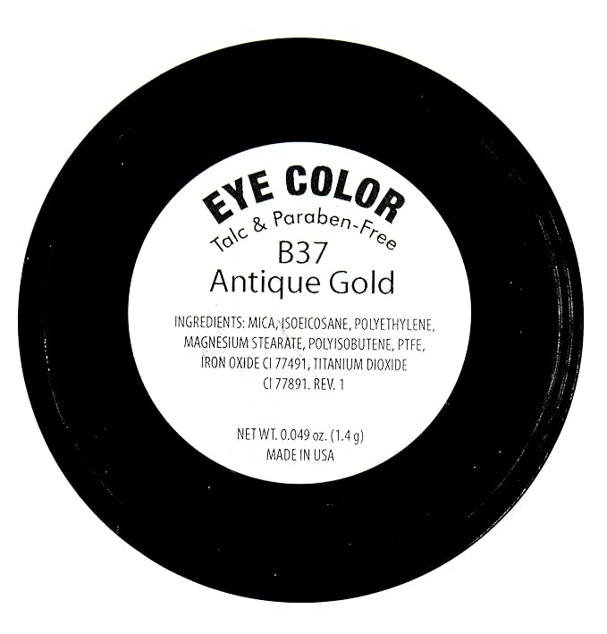 Pure Ziva Antique Gold Carmel Bronze Shimmer Pressed Powder Single Vegan Eyeshadow; Talc, Paraben & Cruelty Free