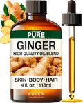 100% Pure Ginger Oil - 4 Fl Oz Ginger Essential Oil for Hair, Skin, Diffuser, Aromatherapy & DIY Soap Making Scent