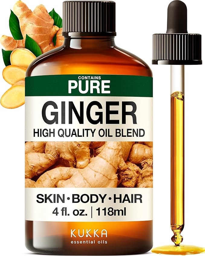100% Pure Ginger Oil - 4 Fl Oz Ginger Essential Oil for Hair, Skin, Diffuser, Aromatherapy & DIY Soap Making Scent