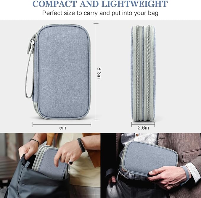 FYY Electronic Organizer, Travel Tech Pouch Bag, Medium, Light Grey