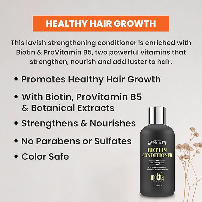 Mokita Naturals Biotin Hair Conditioner for All Hair Types, 8.5 oz