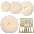 Teenitor 4pcs Hair Bun Shaper Set with Extra-large, Large, Medium, Small Donut Hair Bun Maker, 20pcs Bobby Pins, Cream Color