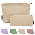 MAGEFY Small Makeup Bag 2 Pcs Corduroy Makeup Bag for Purse Zipper Make up Bag Travel Cosmetic Bag for Women Makeup Pouch for Travelling Preppy Stuff - Beige