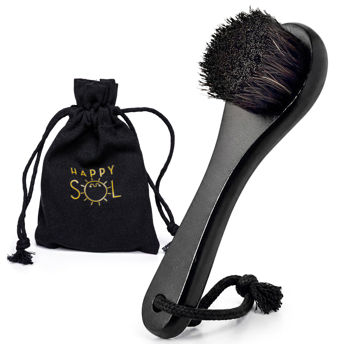 Dry Facial Brush for Lymphatic Drainage by Happy Sol - Dry Brushing Face Brush, High Quality Beechwood, Natural Face Brush that Improve Blood Circulation and Glowing Skin