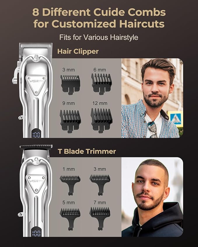 VGRPRO Electric Hair Clippers for Men, Cordless Clipper and Trimmer Set, Clippers for Hair Cutting Kit with Long Battery Life, Hair Grooming Trimmer for Family Kids and Self-Haircut Use