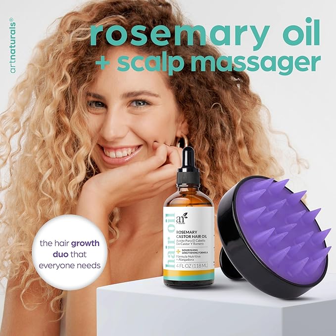 ArtNaturals Rosemary Castor Hair Growth Oil Set, 4 oz