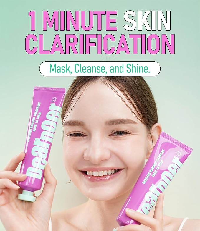 Dear Doer Dazzling Radiant Cleansing Pack to Foam – 3-in-1 Wash-Off Mask & Exfoliator & Cleanser w/Fresh Grape Extract & Niacinamide – Vitamin C and Resveratrol for Dry, Dull Skin (3.38 fl oz)