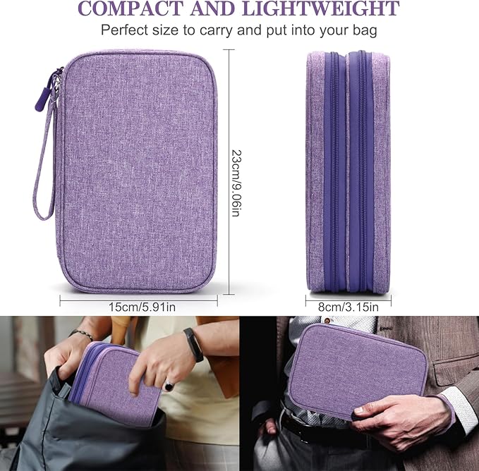 FYY Electronic Organizer, Travel Tech Pouch Bag, Large, Dark Purple