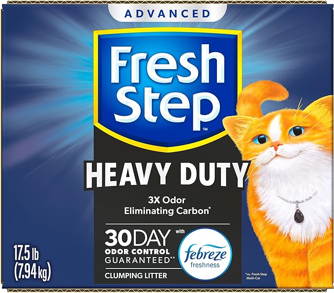 Fresh Step Heavy Duty Odor Block Advanced Multi Cat Clumping Litter with Febreze, 17.5 lb (Package May Vary)