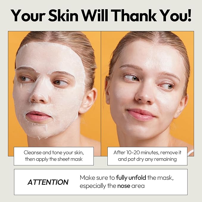 LAPCOS K Beauty Vita C Sheet - Revitalizing Vitamin C Face Mask (Pack of 5)