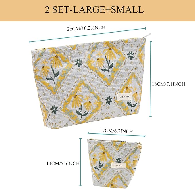 getgto 2 Pcs Makeup Bags, Large Cosmetic Bag Travel Toiletry Bag