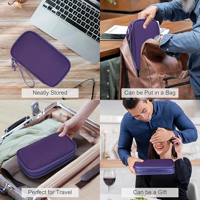 FYY Electronic Organizer, Travel Tech Pouch Bag, Medium, Purple