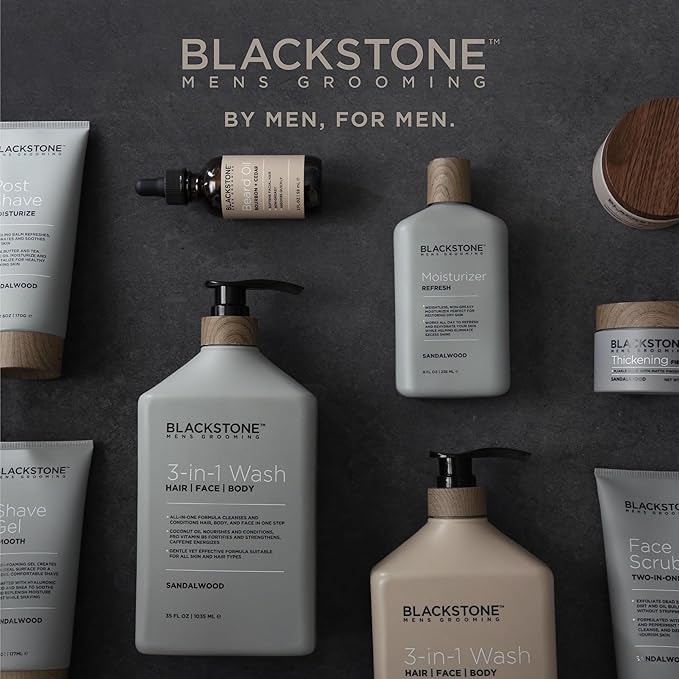 Blackstone Men's Grooming Thickening Fiber Paste Gel for Hair Styling - Adds Volume with Pliable Hold & Matte Finish | Paraben Free, Sandalwood (4 oz)