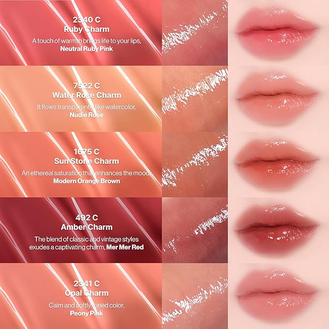 ENTROPY Makeup 2-in-1 Charm Shiny Glowy Lip & Cheek Gloss Tint Keychain, High Pigment Glossy Lip Color & Plumping Gloss, C1 Opal Charm