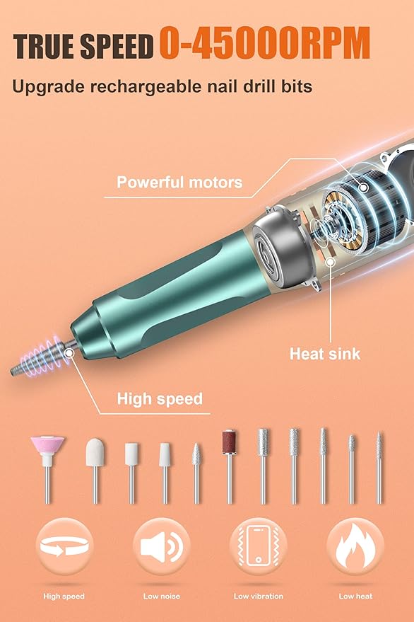 Professional Electric Nail Drill Kit 45000RPM Cordless Nail File