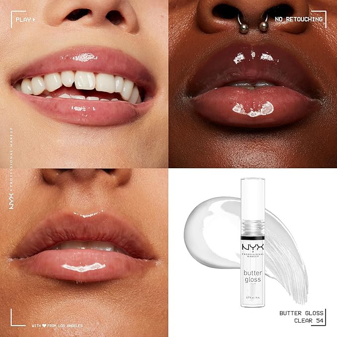 NYX PROFESSIONAL MAKEUP Butter Gloss, Non-Sticky Lip Gloss - Sugar Glass,Clear