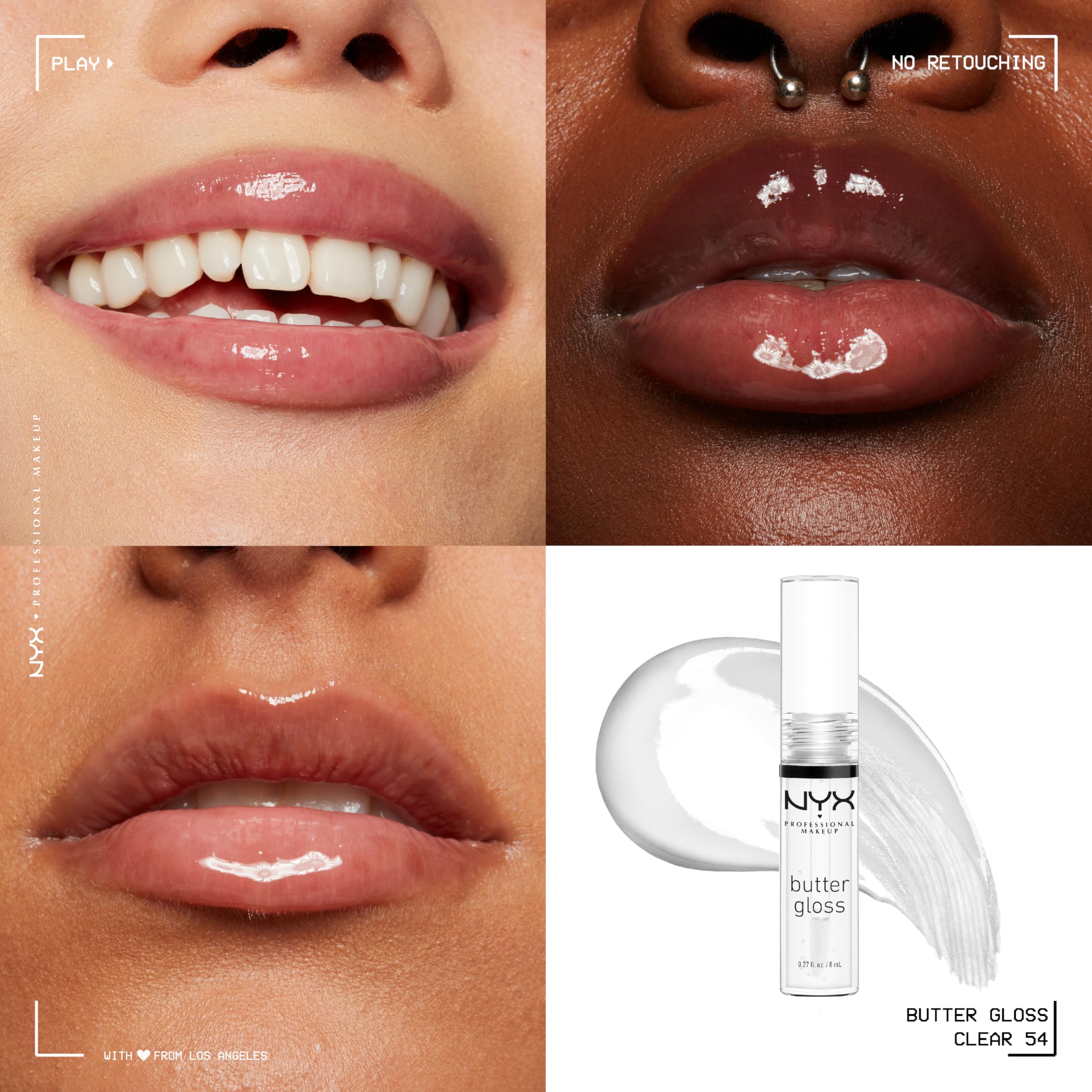 NYX PROFESSIONAL MAKEUP Butter Gloss, Non-Sticky Lip Gloss - Sugar Glass,Clear