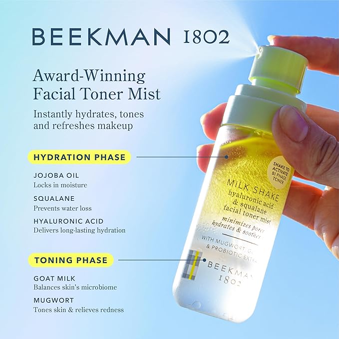 Beekman 1802 Milk Shake Hydrating Face Mist, Fragrance Free, 2 fl oz