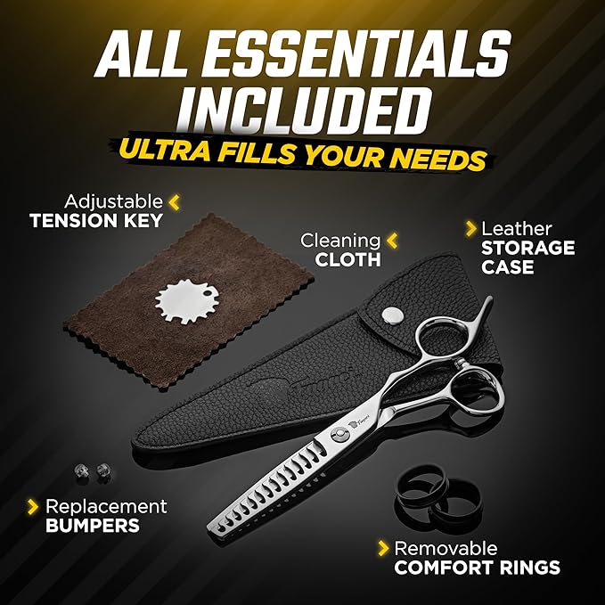 Fagaci Thinning Shears 6 Inch, Texturizing 2x Faster T-Shape Teeth