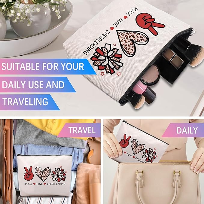 CEASQVAA Cheer leading Gifts for Women, Makeup Cosmetic Bag Gifts for Cheer-leading Women Friends, Birthday Gifts for Cheerleader travel Makeup Pouch