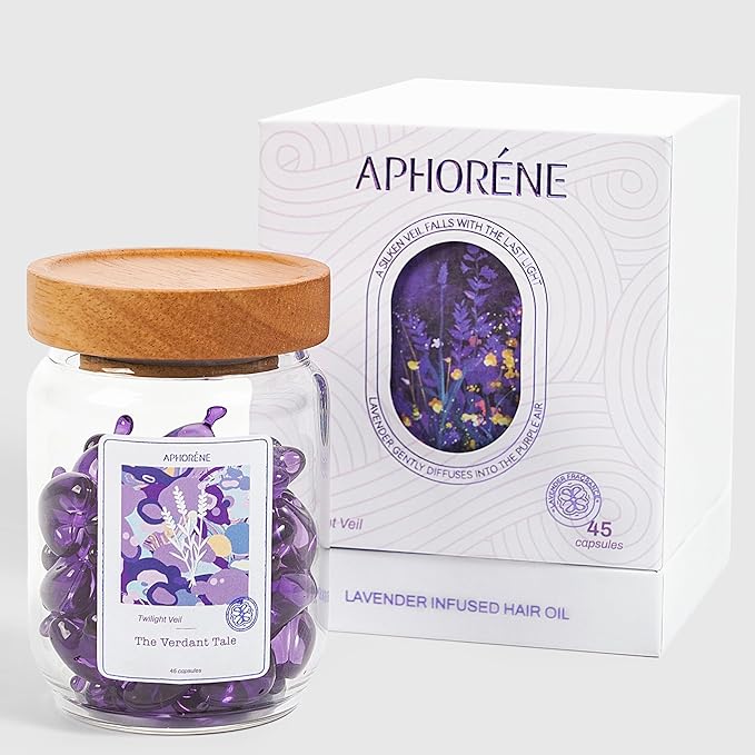APHORENE Hair Repair Oil Capsules for Frizzy or Damaged Hair – Lightweight Leave-In Serum with Vitamins & Lavender Scent, Heat Protectant, 45 Capsules