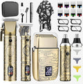 Bomxin Professional Hair Clippers for Men,Cordless Barber Clippers and Trimmers Set,Beard Trimmer for Men，Electric Razor Foil Shavers for Ear, Face, Nose, Barber Kit with LCD Display (Bronze)