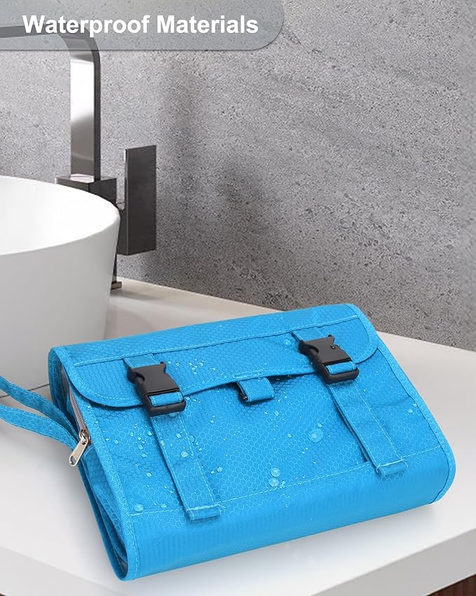 Relavel Travel Hanging Toiletry Bag for Women Men with Hanging Hook, Blue