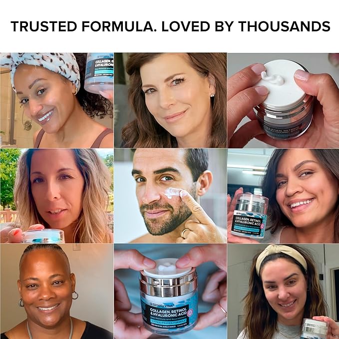 Anti-Aging Face Moisturizer with Retinol, Collagen & Hyaluronic Acid - Moisturizer Face Cream for Women & Men - Visibly Firming & Hydrating Neck Cream - Day & Night Skin Care - 1.7 fl oz (Pack of 2)