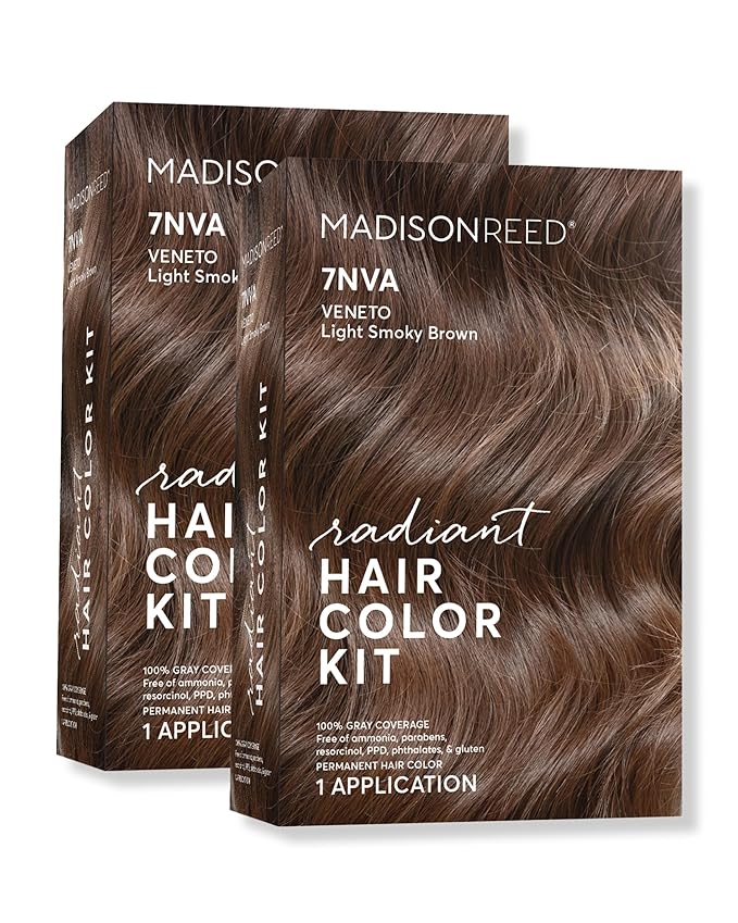 Madison Reed Radiant Hair Color Kit - 7NVA Light Cool Brown (Veneto Brown), Permanent Hair Dye, Dimensional Gray Hair Blending | PPD-Free & Ammonia-Free, 2 Pack