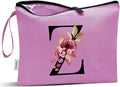 Vavabox A-Z Personalized Makeup Bag, Birthday Gifts for Women Mom, Gifts for Best Friend, Bride Bridesmaid Cosmetic bag (Z, 07-Purple)