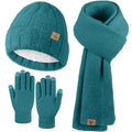 LOROME Winter Beanie Hat Gloves Scarf, Cashmere Hat Gloves Scarf Set Women
