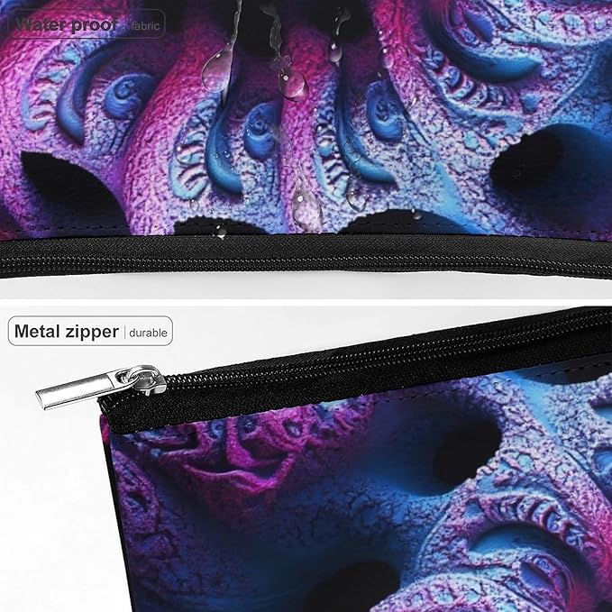Meaudiwes Women's Fashion Zipper Cosmetic Case, Portable Makeup Case, Personality Toiletry Bag, Travel Cosmetic Toiletry Bag Trippy Purple Tie Dye