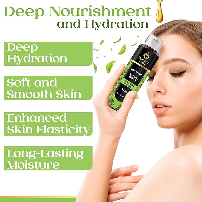 Botanic Rain Unscented Ayurveda Body Oil After Shower for Dry & Crepey Skin – Non-Greasy Lightweight Moisturizer for Women & Men, 3.38 fl oz (2, Unscented)
