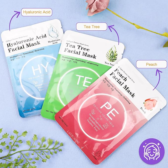 VESPRO 144 Pack Bulk Sheet Face Masks Skincare, Facial Masks for Most Skin Types, Moisturizing & Hydrating, Spa Party Gifts and Birthday Gifts for Women