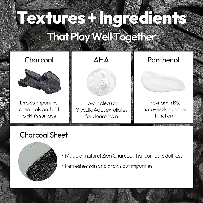 LAPCOS K Beauty Charcoal Sheet - Pore Refining Face Mask (Pack of 5)