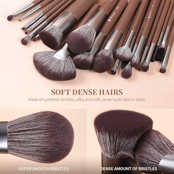 DUcare 22Pcs Makeup Brush Set PRO Makeup Brushes Professional with Bag Premium Synthetic Kabuki Foundation Blending Brush Face Powder Blush Concealers Eye Shadows