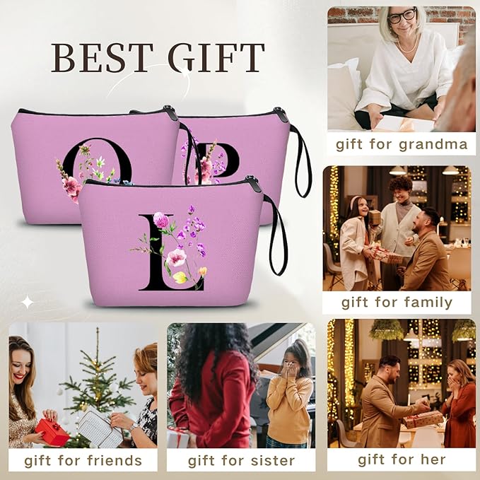 SEAMOON Birthday Friendship Bridesmaid Team Gifts for Employees Women Mom Aunt Daughter Teenage Girl Personalized Make up Cosmetic Bag Travel with Mirror Mothers Day Christmas Graduation L