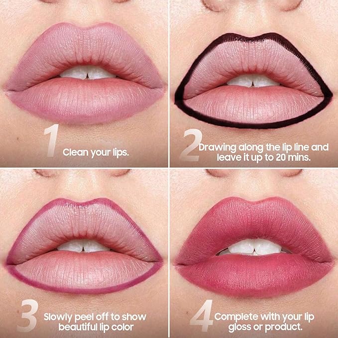 Anguishil Lip Stain- Lip Stain Peel Off Gifts for Women Mom Wife, Lip Gloss Transfer-Resistant Waterproof Smudge-Proof Moisturizing, Lip Tint All-Day Color Hold (Black)