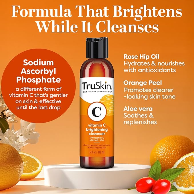 TruSkin Vitamin C Brightening Face Wash with Rosehip Oil, 4 fl oz