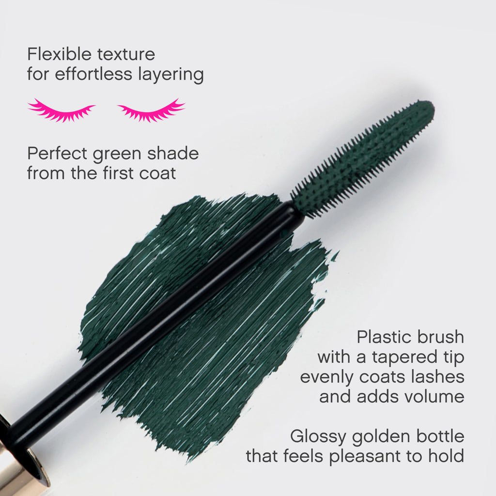 Vivienne Sabó Cabaret Premiere Green Mascara, Volume and Length, Defining, Curling, No Flaking, No Clumping, Smudge Proof, Washable, Cruelty-Free, Made in Europe, (06 Green), 0.3 Fl Oz, 1 Pack