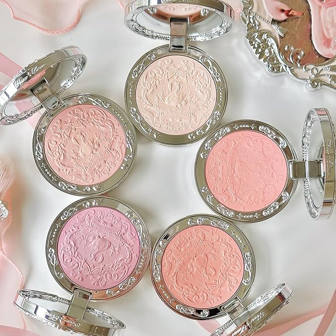 Flower Knows Swan Ballet Embossed Blush,Warm Peachy Pink Matte Powder Blush for Cheeks,Buildable & Blendable Face Makeup,Soft Long-Lasting Cute Make Up for Women & Girls,0.17 Oz(05 Dreamy Season)