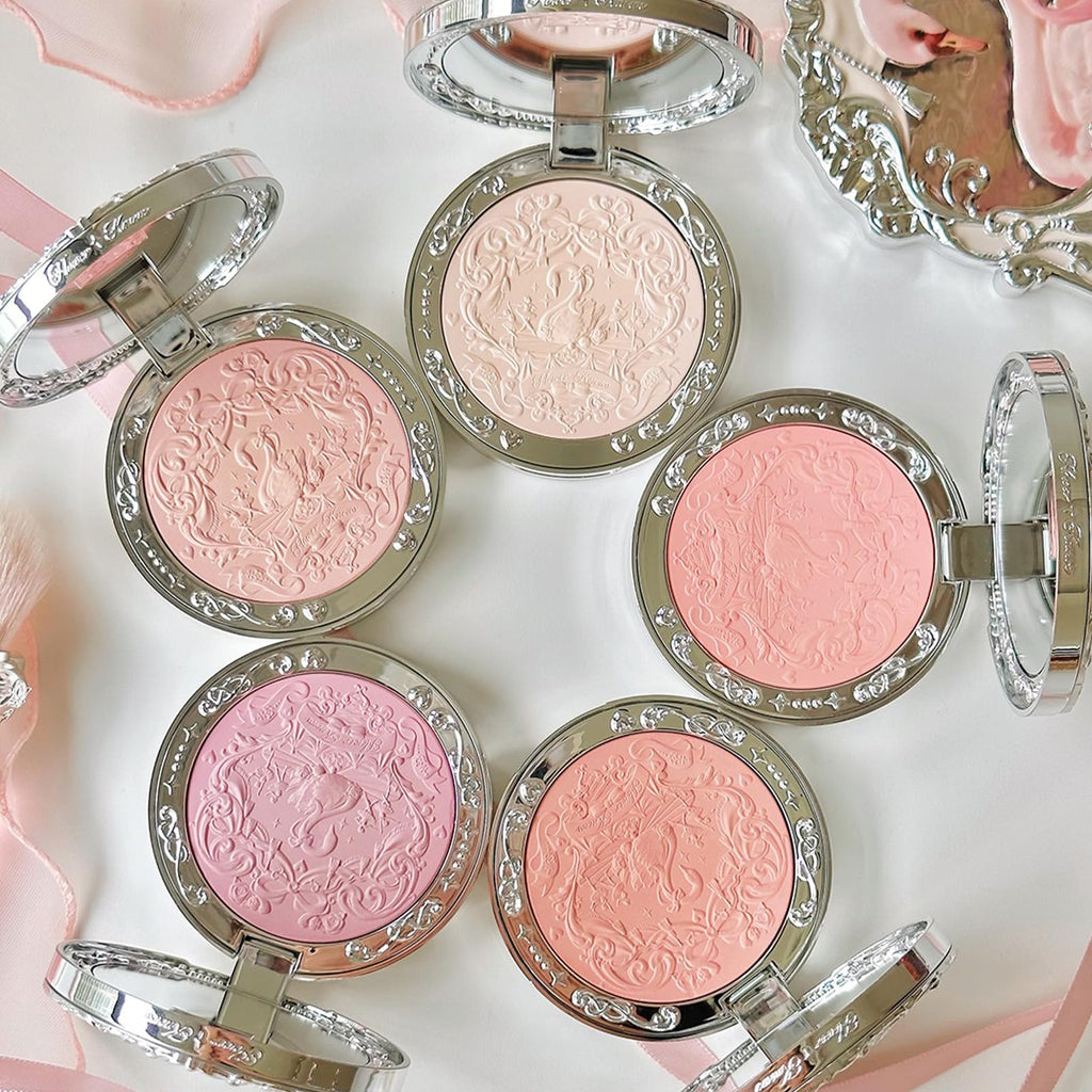 Flower Knows Swan Ballet Embossed Blush,Warm Peachy Pink Matte Powder Blush for Cheeks,Buildable & Blendable Face Makeup,Soft Long-Lasting Cute Make Up for Women & Girls,0.17 Oz(05 Dreamy Season)