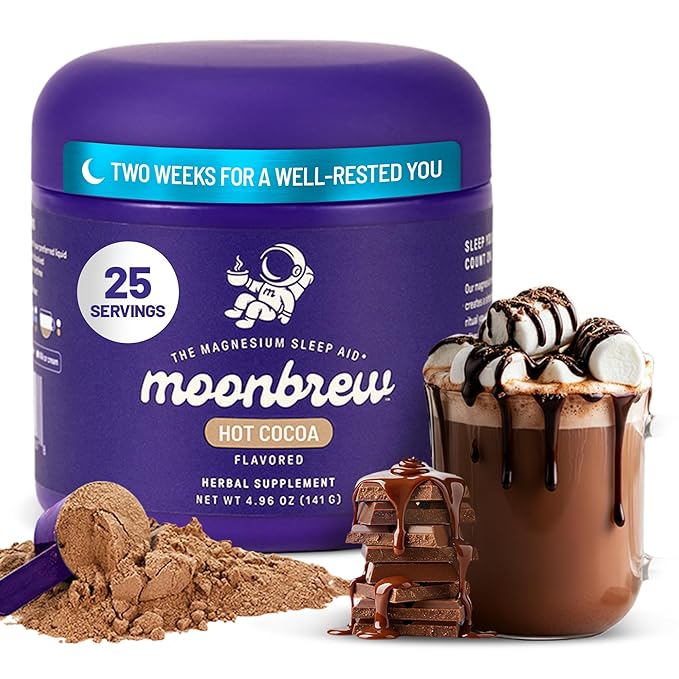 MoonBrew Magnesium Hot Cocoa Sleep Aid - Sugar-Free Calming Drink Mix - 1PK