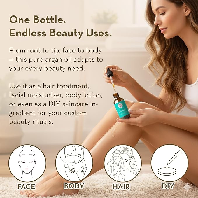 Pure Cold Pressed Argan Oil, 4 fl oz, Face & Skin Oil