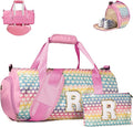 Vogewood Birthday Gift for Girls, Kids Sparkly Glitter Initial Duffle Bag